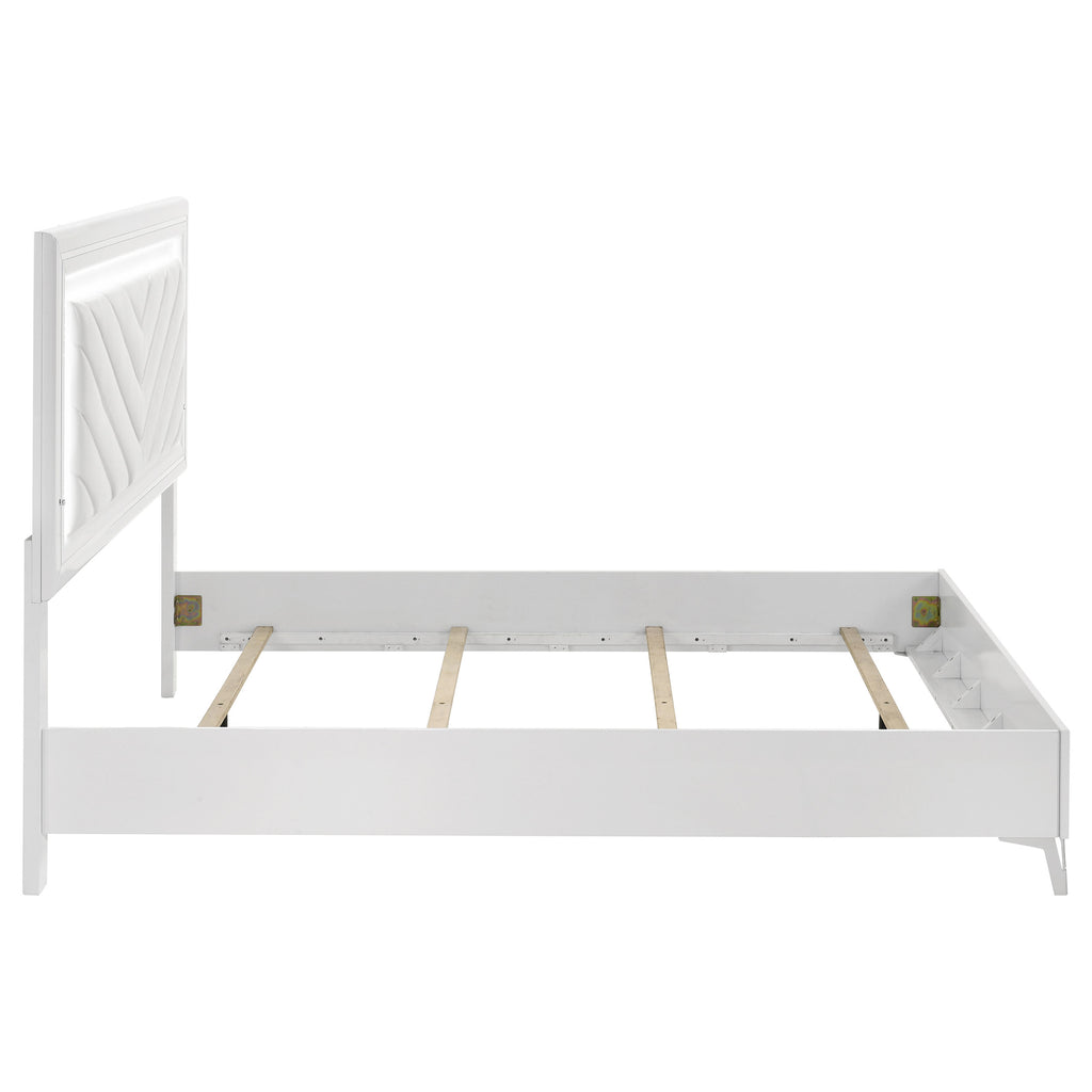 Cassia Queen LED Panel Bed White High Gloss