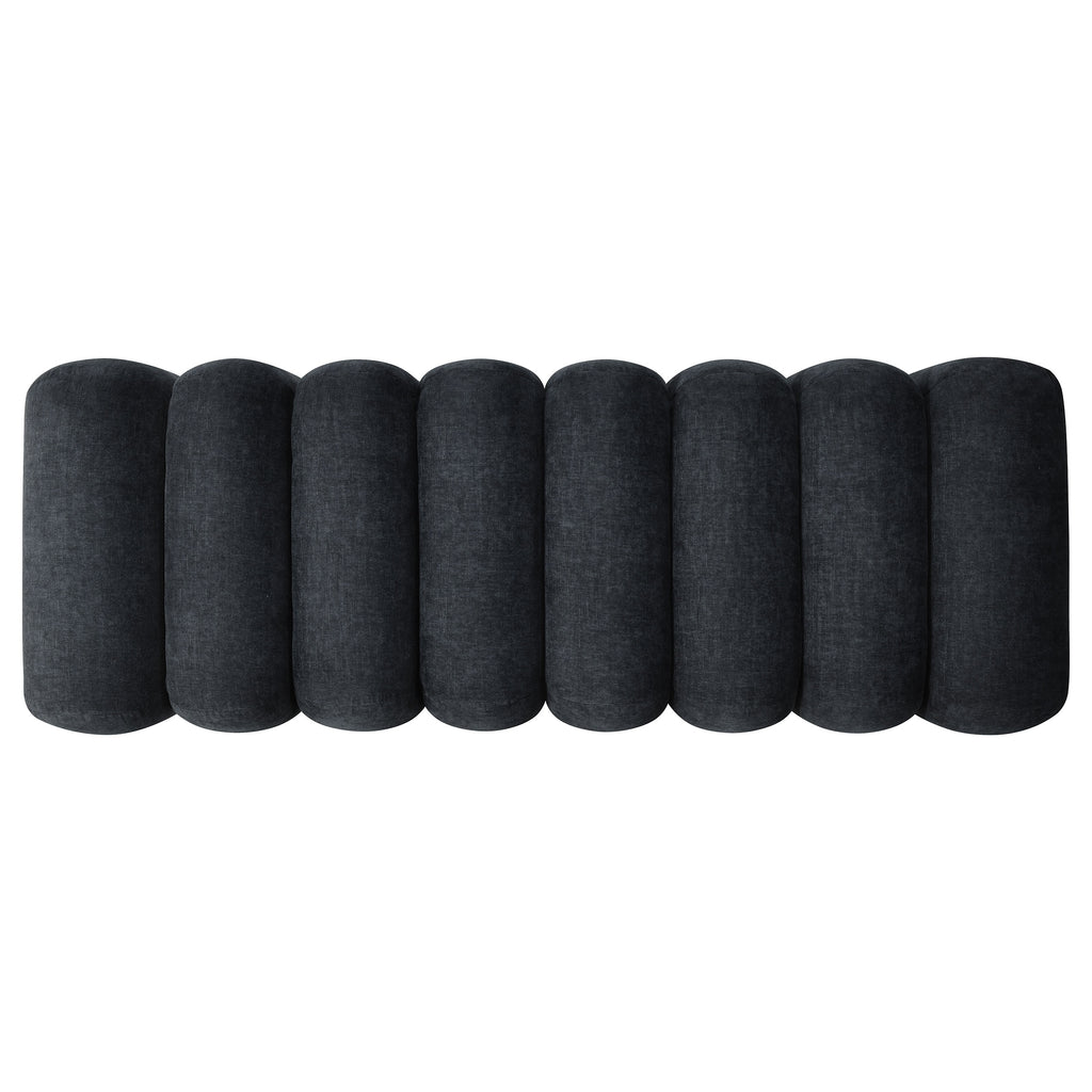 Summer Chenille Upholstered Channel Accent Bench Black