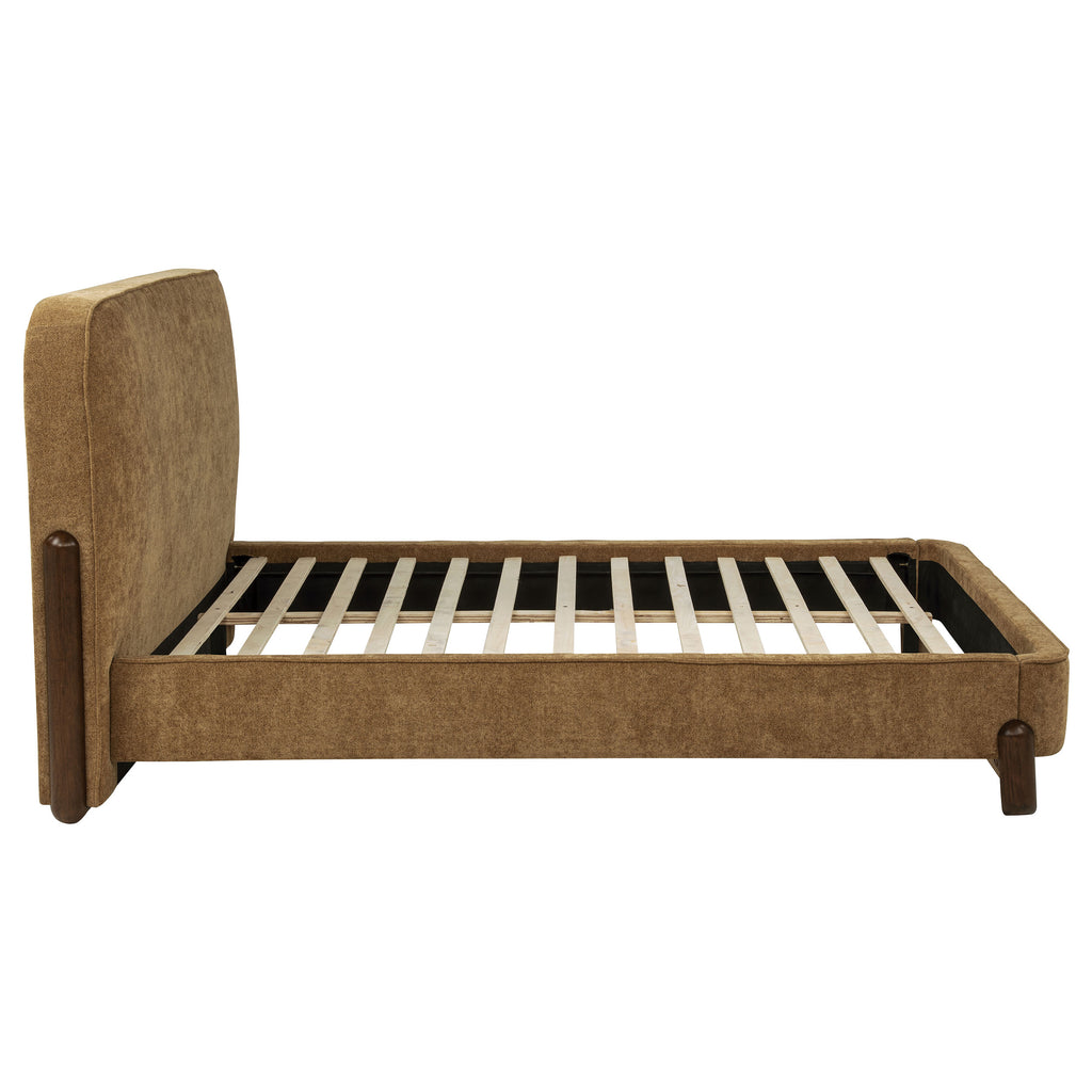 Baldacci Upholstered Queen Platform Bed Curry and Walnut