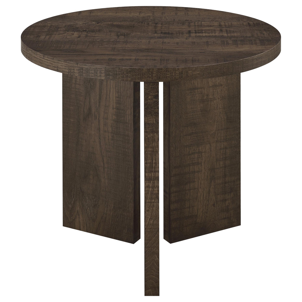 Aragon 3-Piece Round Coffee and End Table Set Dark Rustic Mango