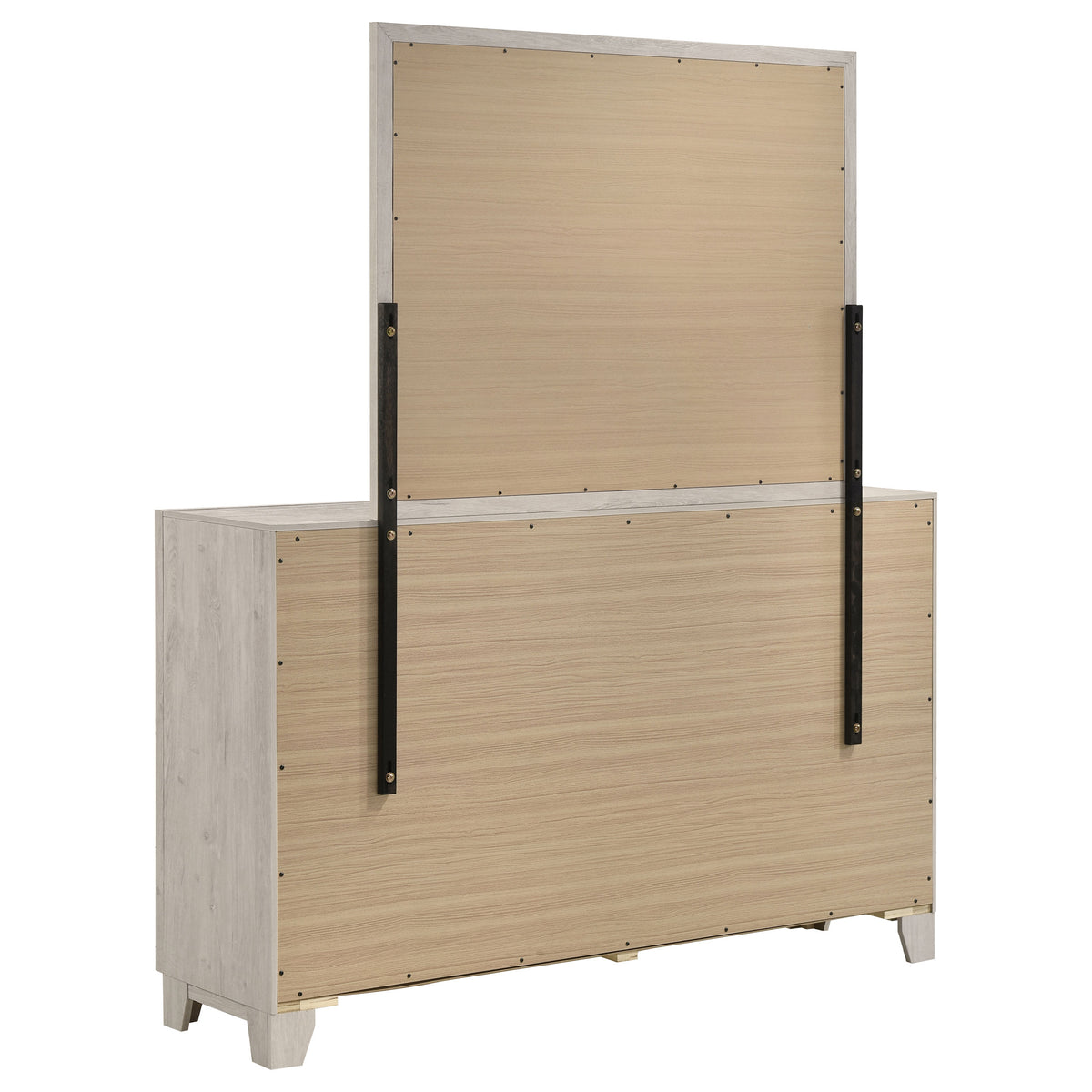 Farre 6-drawer Dresser with Mirror Washed Grey