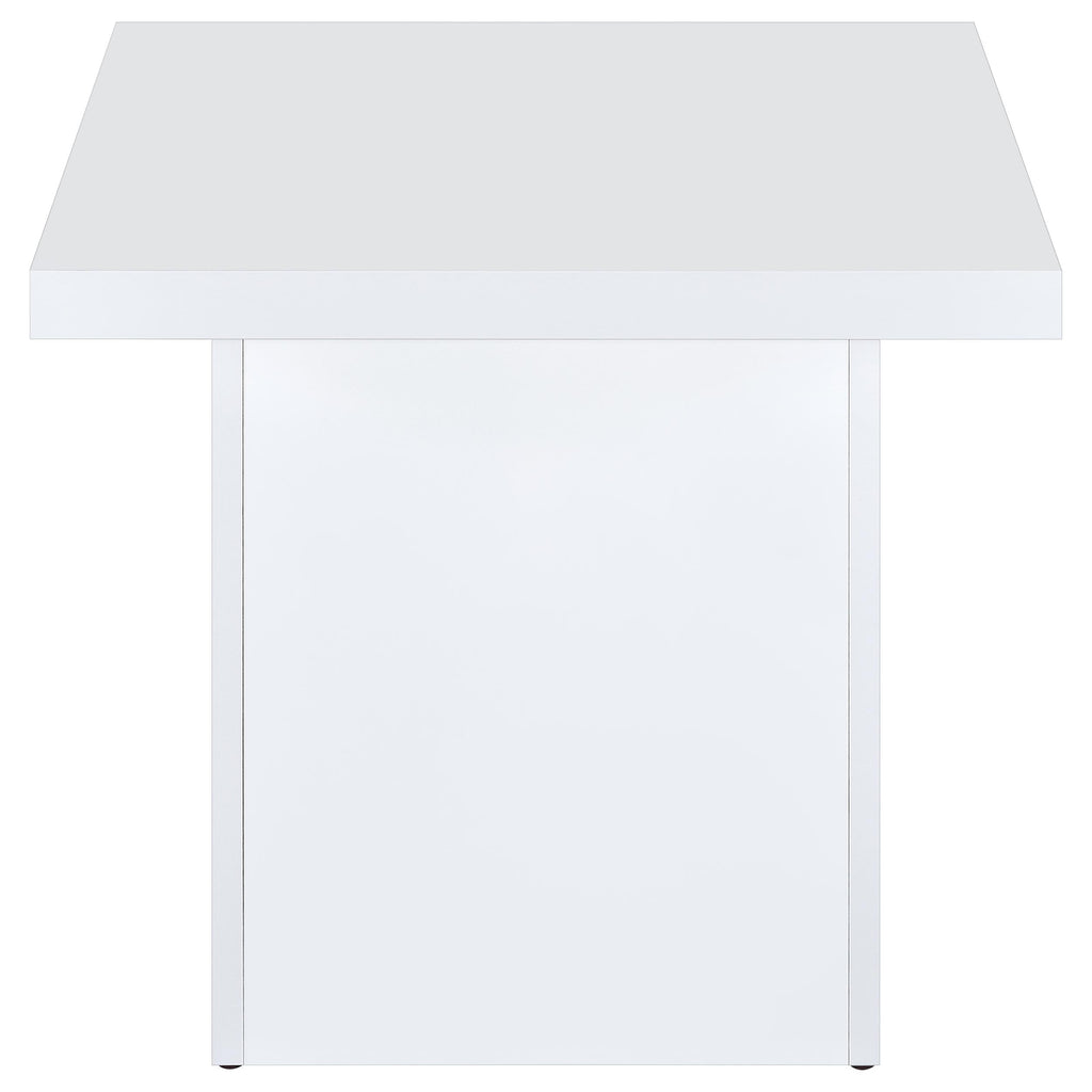Devar Square Engineered Wood Side End Table White High Gloss