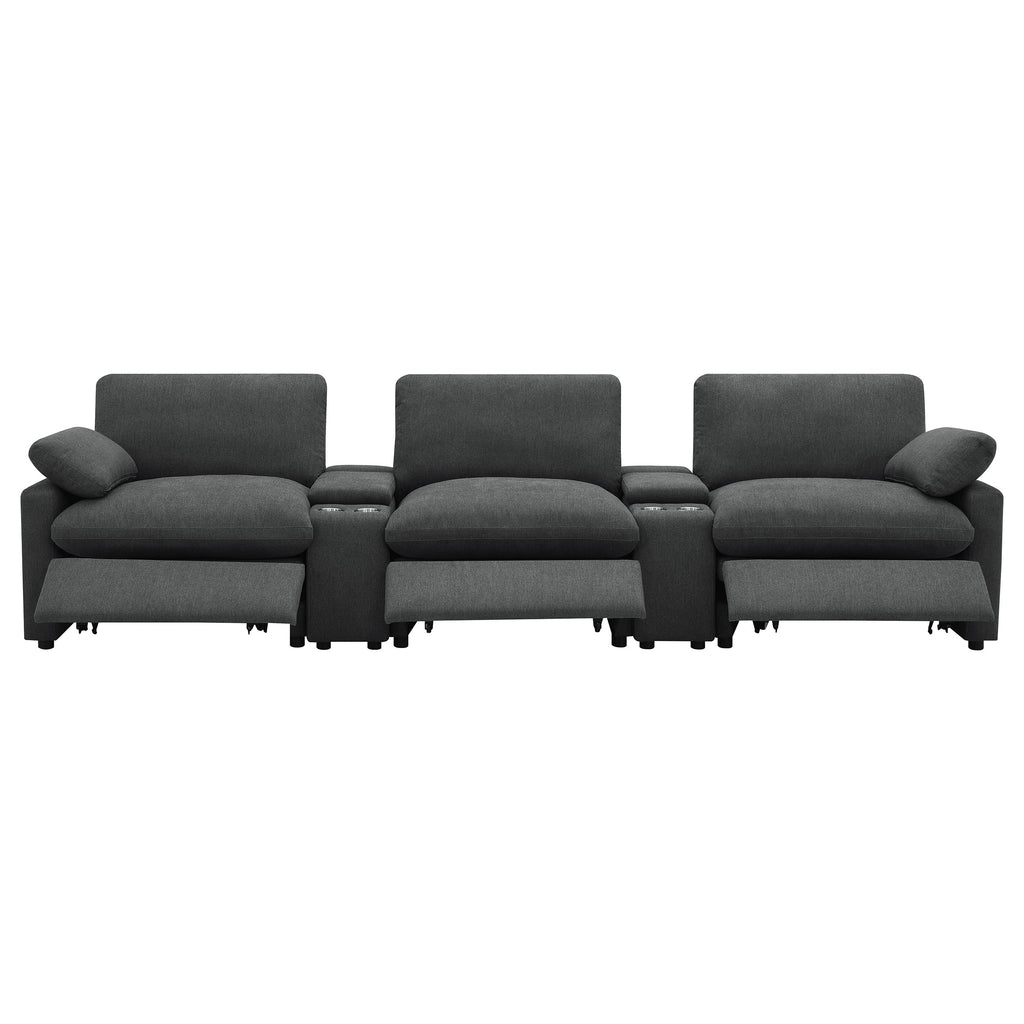 Collins 5-Piece Power Reclining Home Theater Seating Dark Grey
