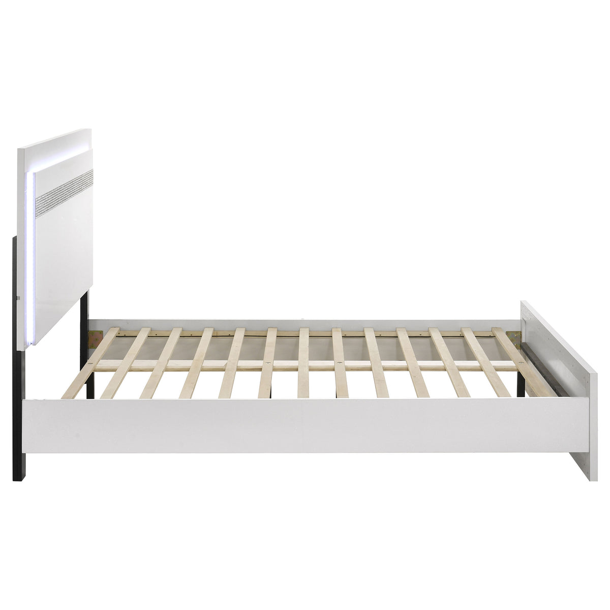 Viana Touch-Control LED Queen Platform Bed White High Gloss