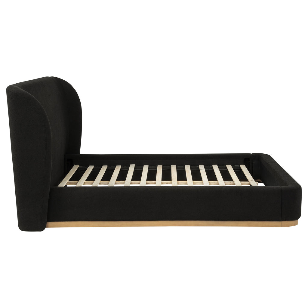 Blaire Upholstered Queen Wingback Platform Bed Black