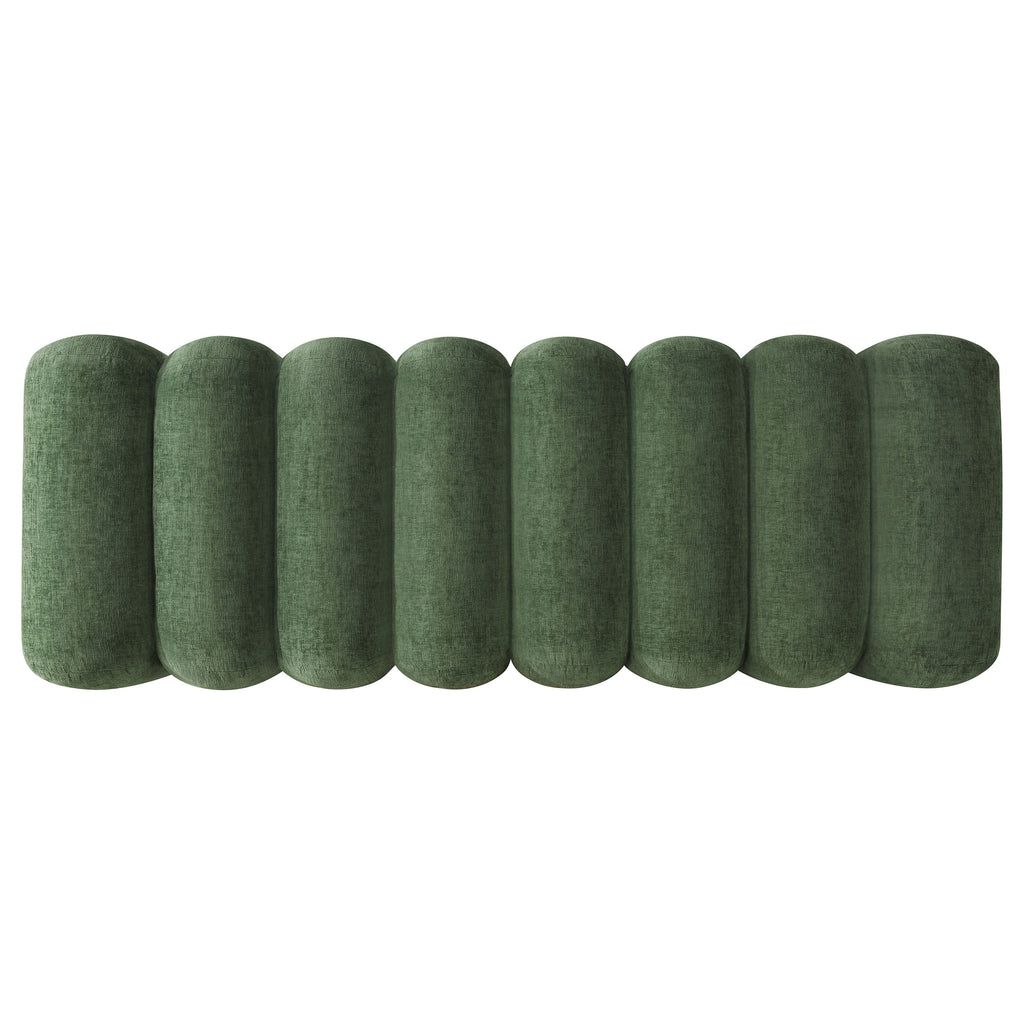 Summer Chenille Upholstered Channel Accent Bench Green