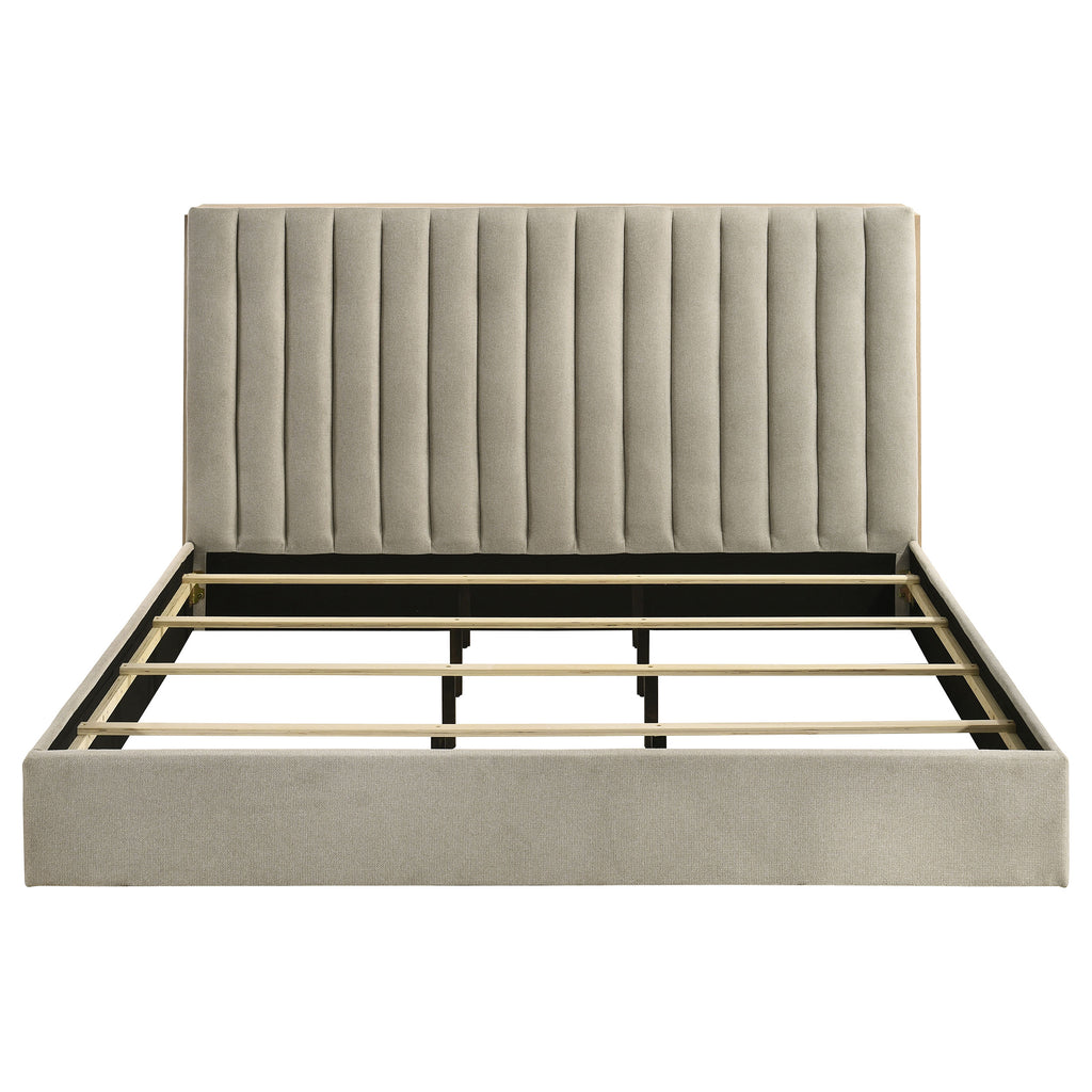 Arielle Eastern King Bookcase Panel Storage Bed Light Oak