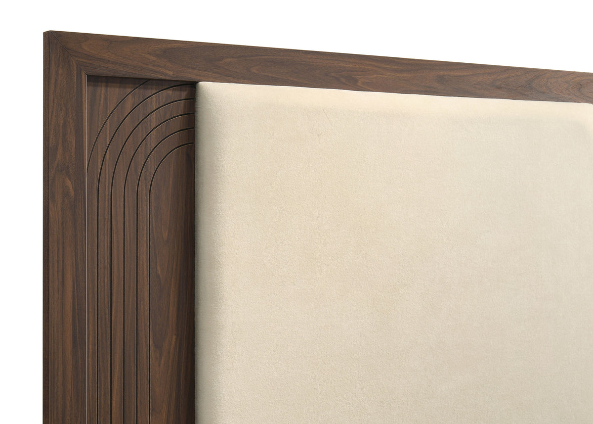 Etienne Full Velvet Upholstered Panel Bed Walnut