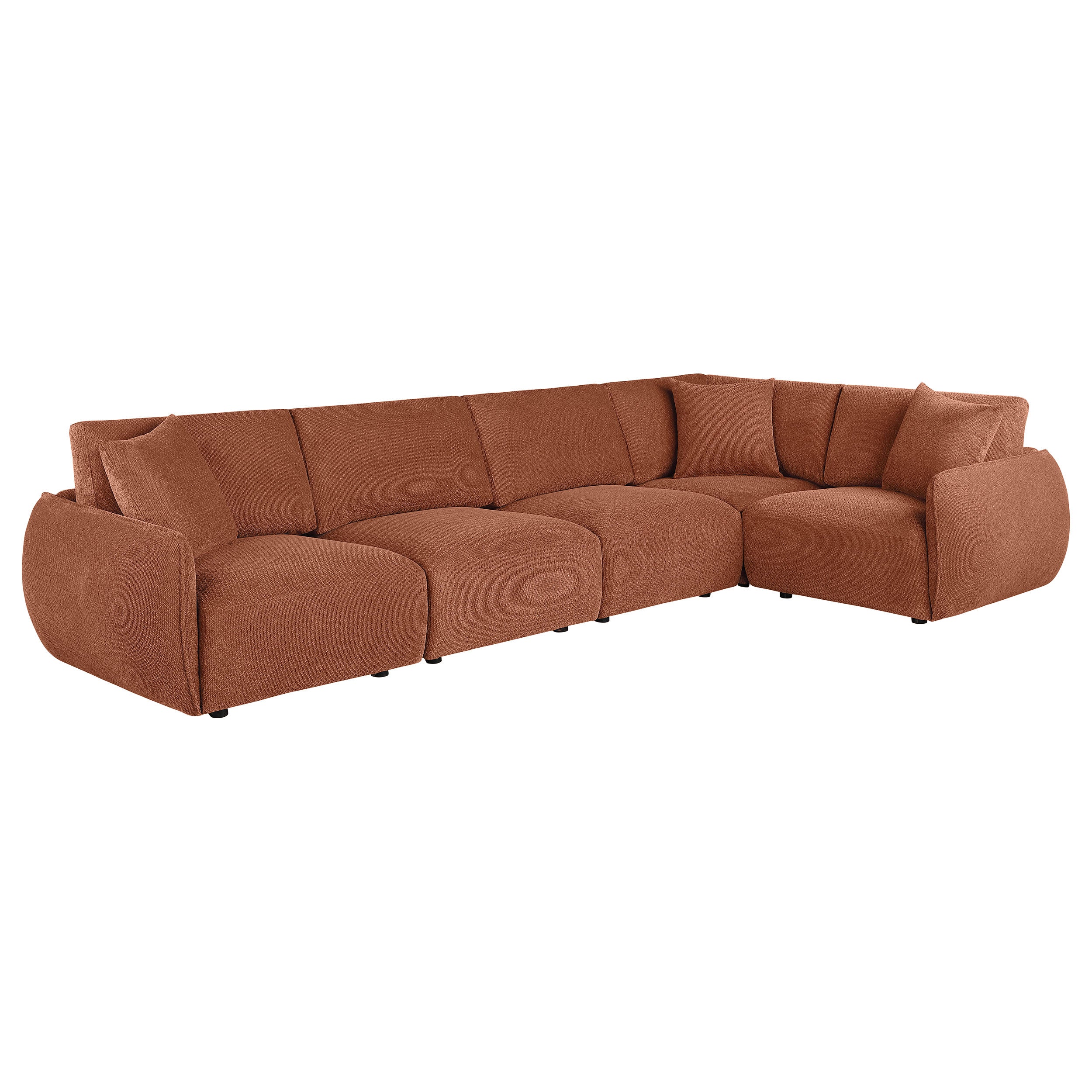 Elysia 5-piece Fabric Upholstered Modular Sectional Sofa Coral