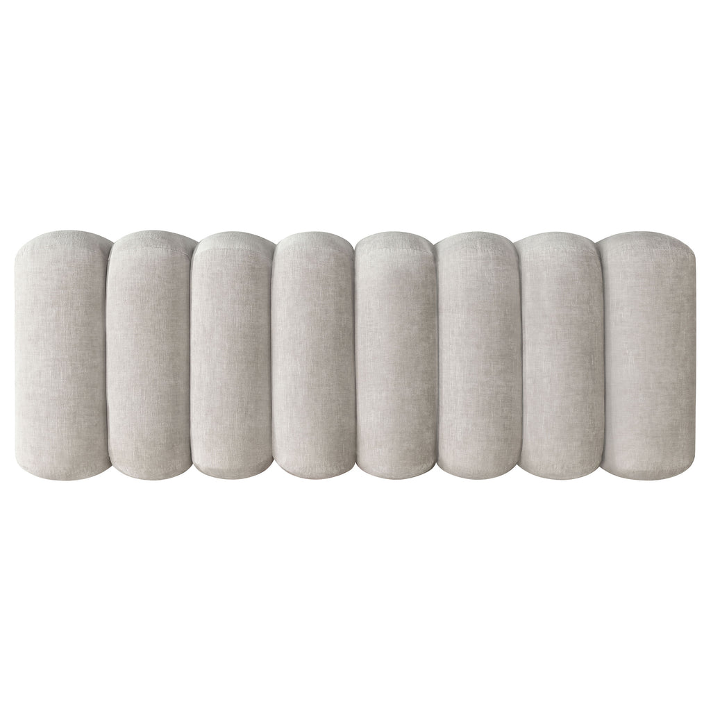 Summer Chenille Upholstered Channel Accent Bench Beige