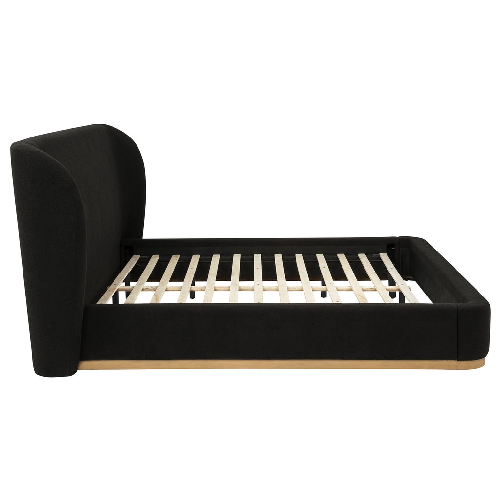 Blaire Upholstered Eastern King Wingback Platform Bed Black