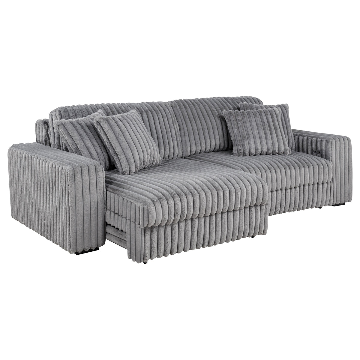 Jacana Corduroy Upholstered Dual Power Chaise Sofa Grey