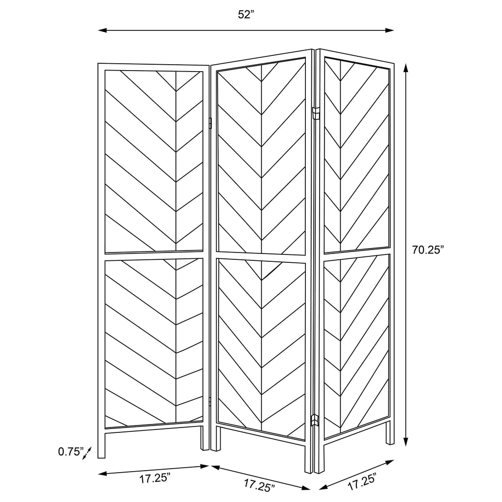 Marlene 3-Panel Room Divider Folding Screen Rustic Tobacco