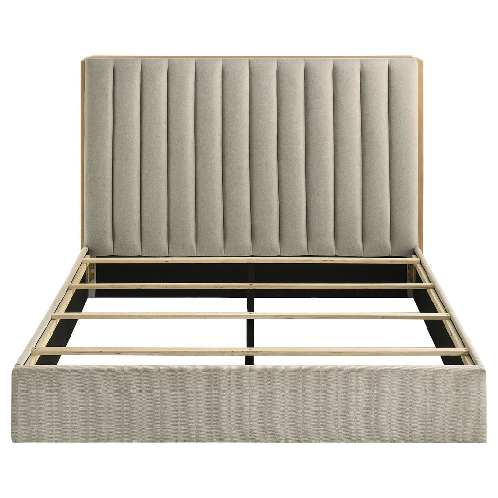 Arielle Queen Bookcase Panel Storage Bed Light Oak