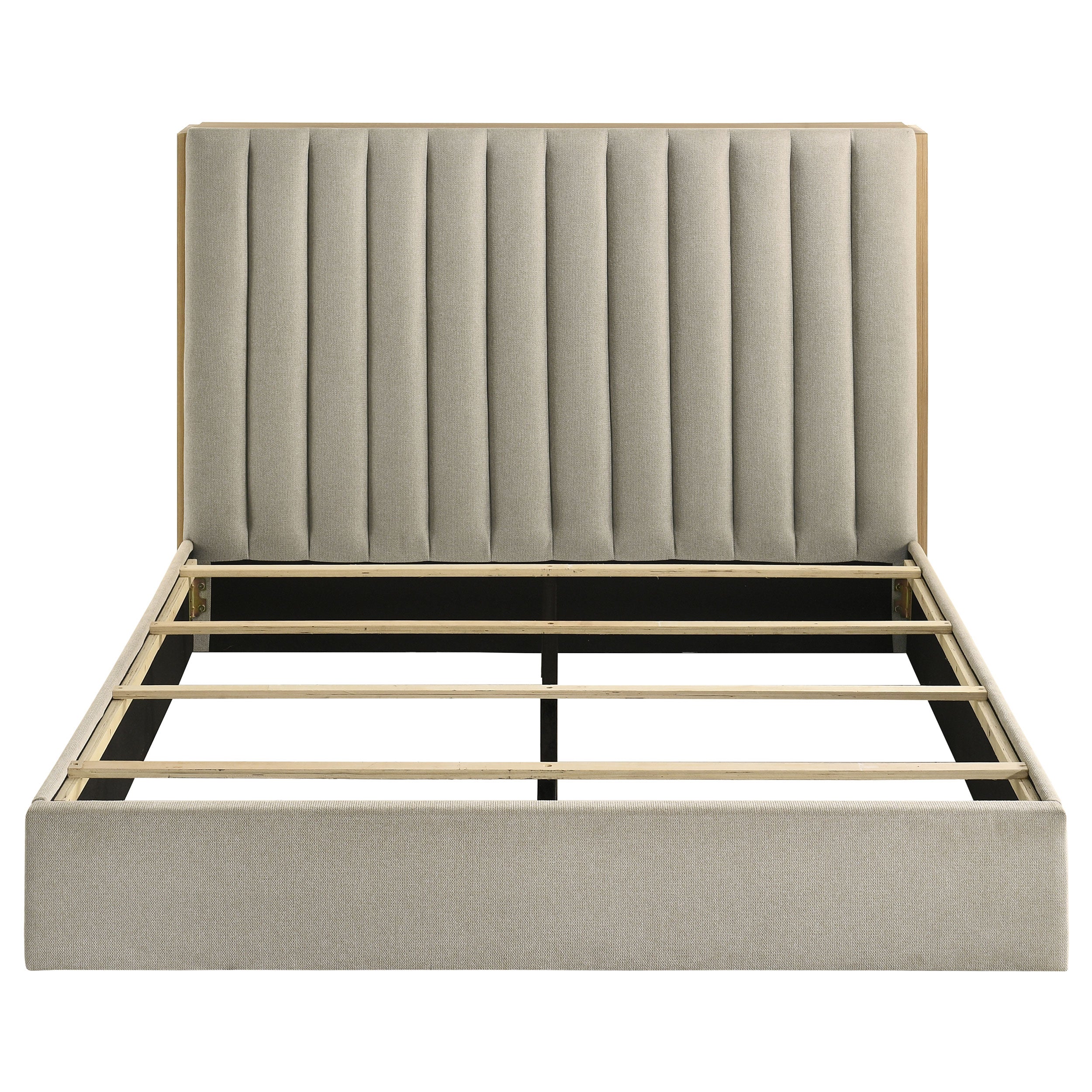 Arielle Queen Bookcase Panel Storage Bed Light Oak