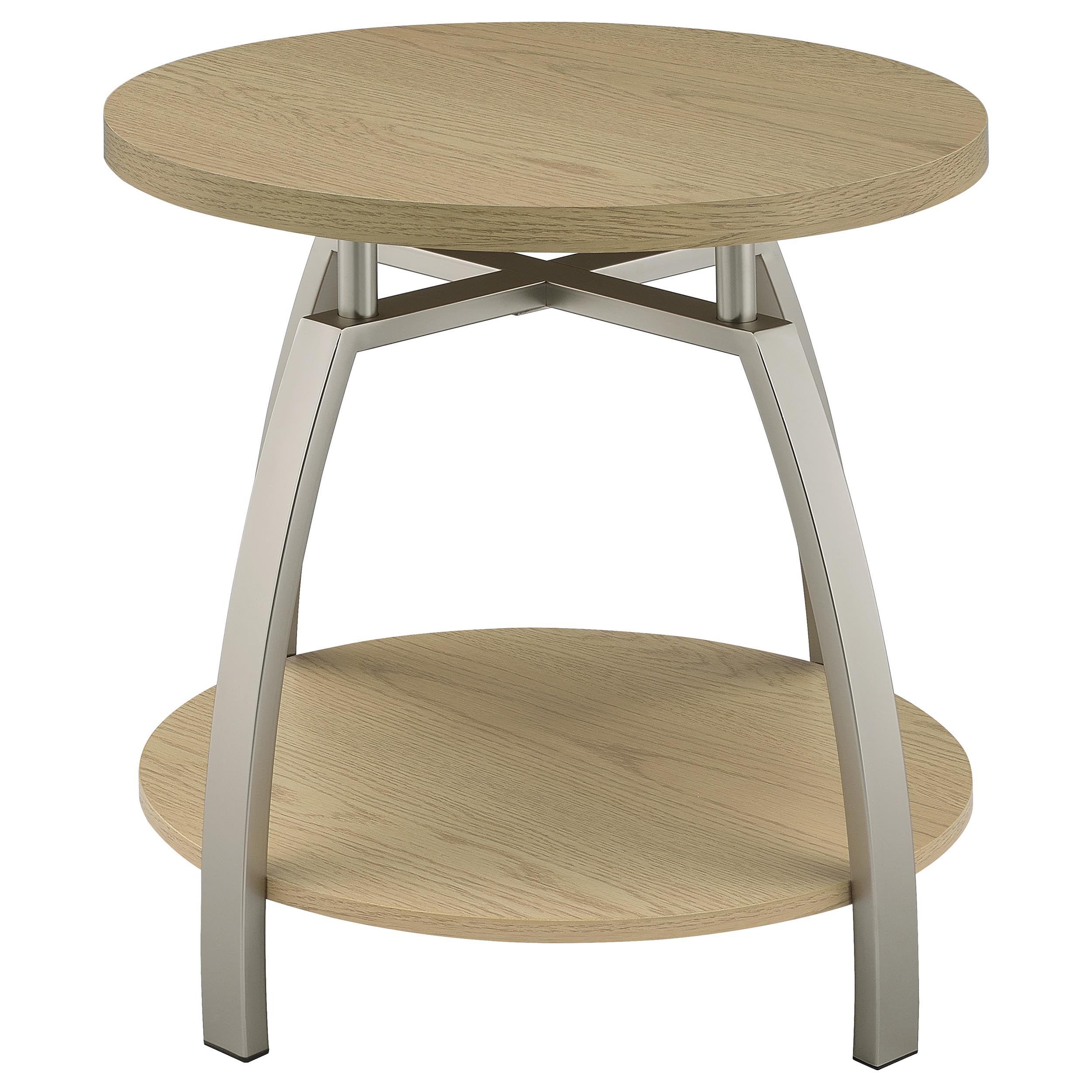 Dacre Round Engineered Wood Top Side End Table Greige