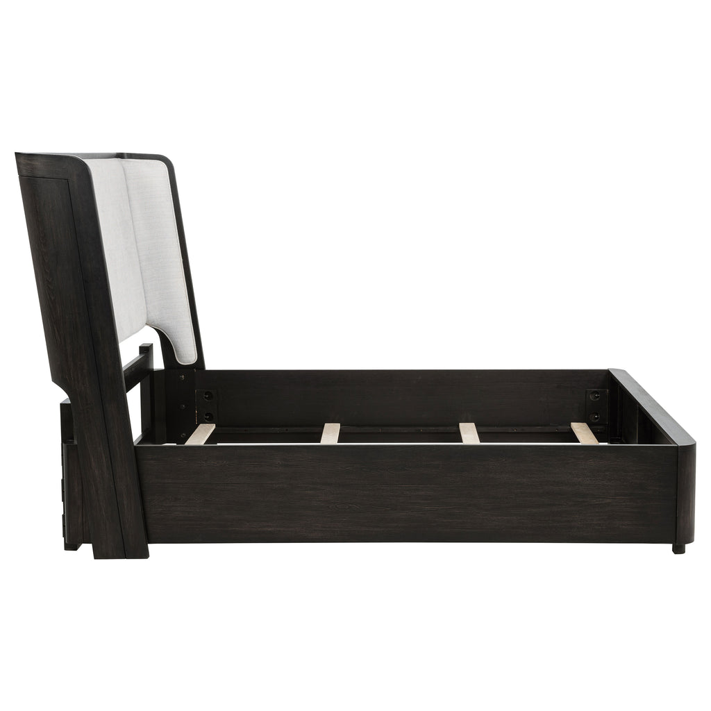 Leandro 55-inch Queen Wingback Bed Burnished Black