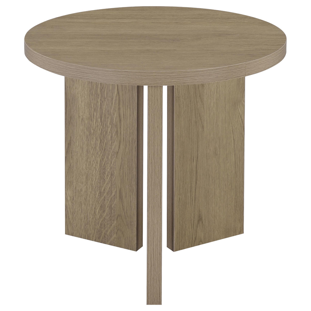 Aragon 2-Piece Round Coffee and End Table Set Latte