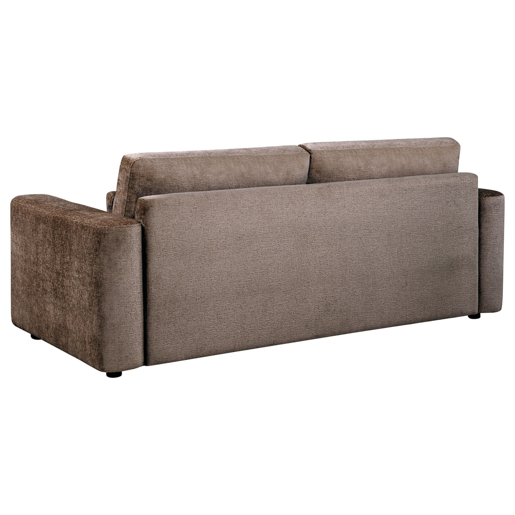 Amador Chenille Upholstered Track Arm Sofa Chocolate