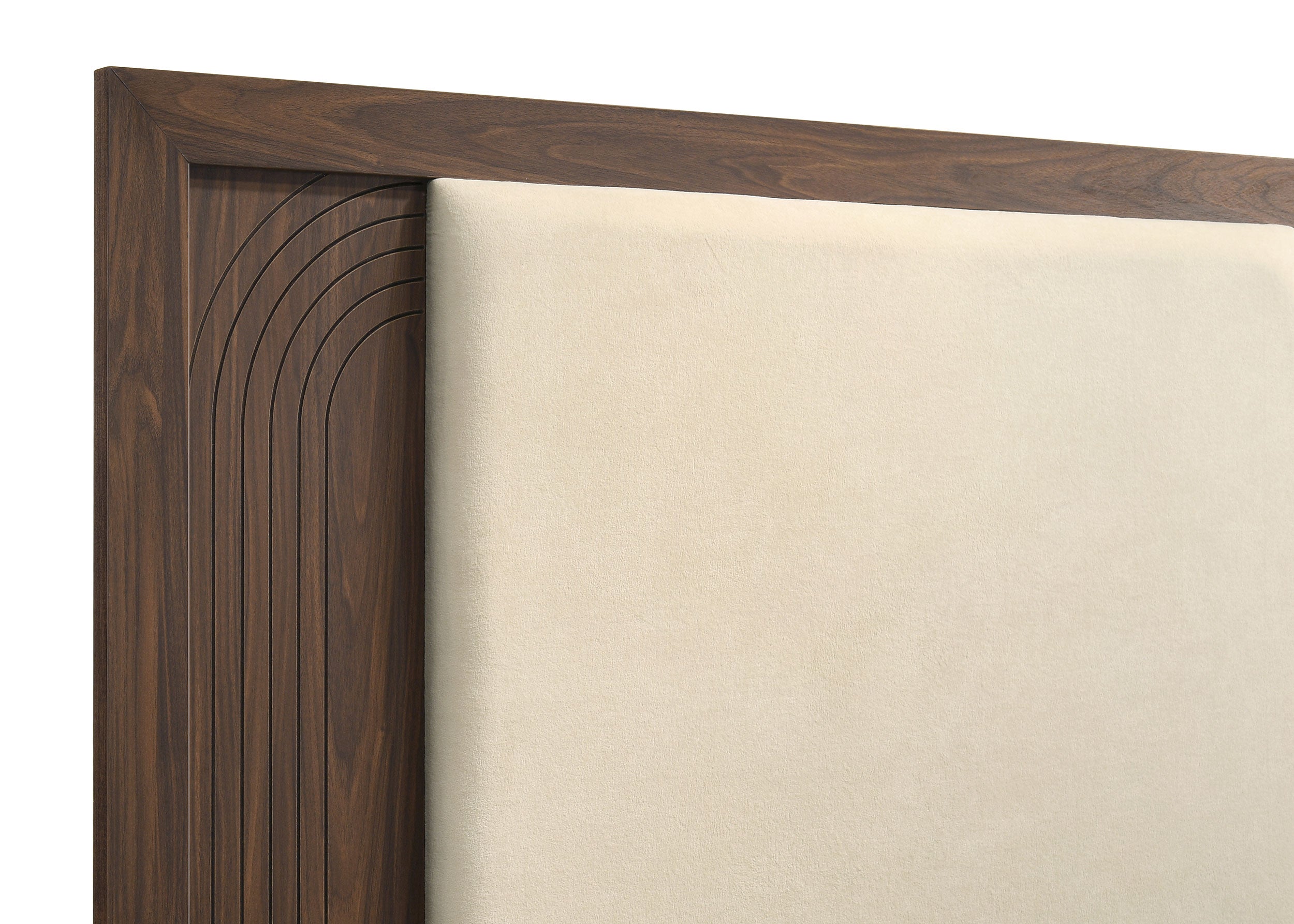 Etienne Eastern King Velvet Upholstered Panel Bed Walnut