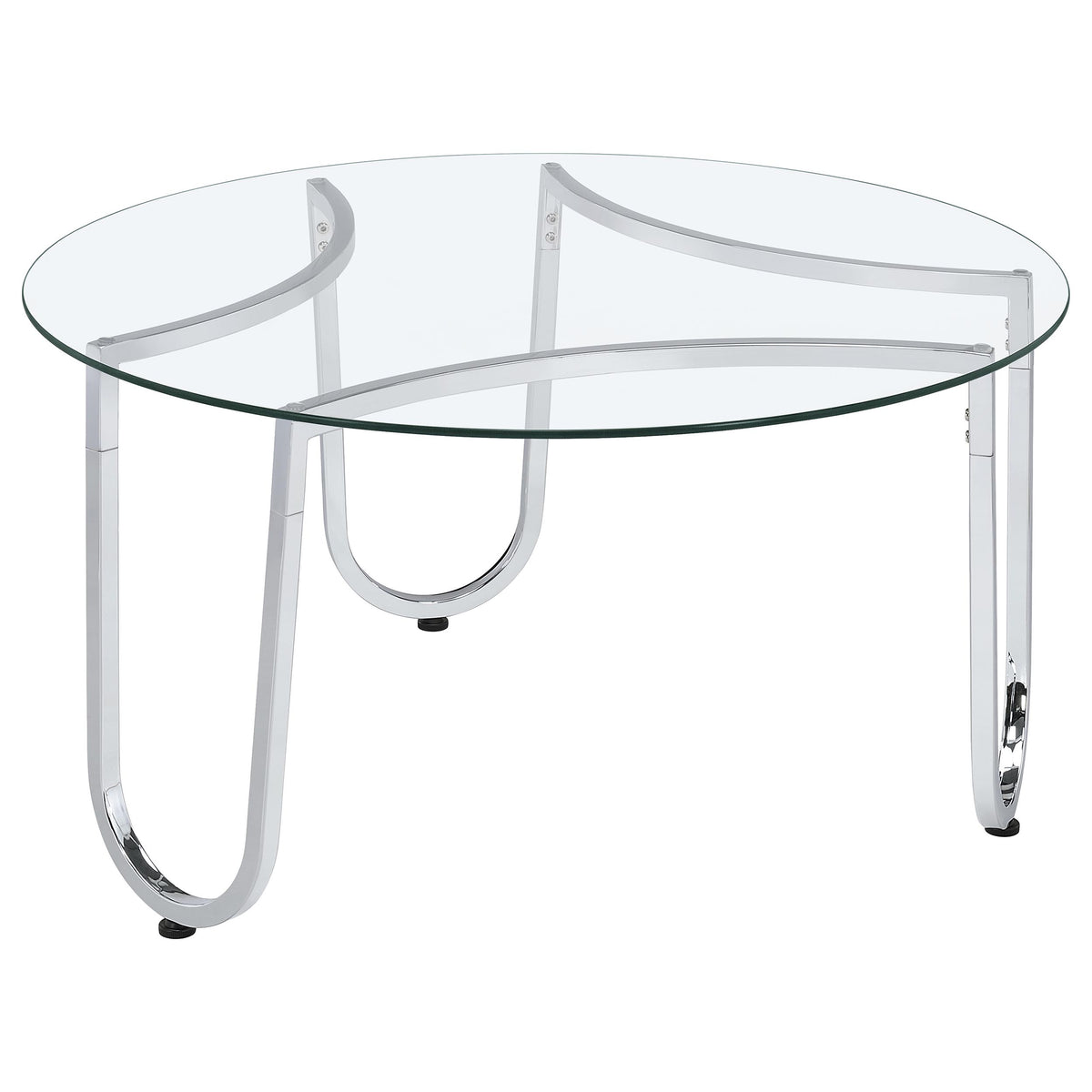 Beller 2-piece Round Tempered Glass Top Coffee Table Set Chrome