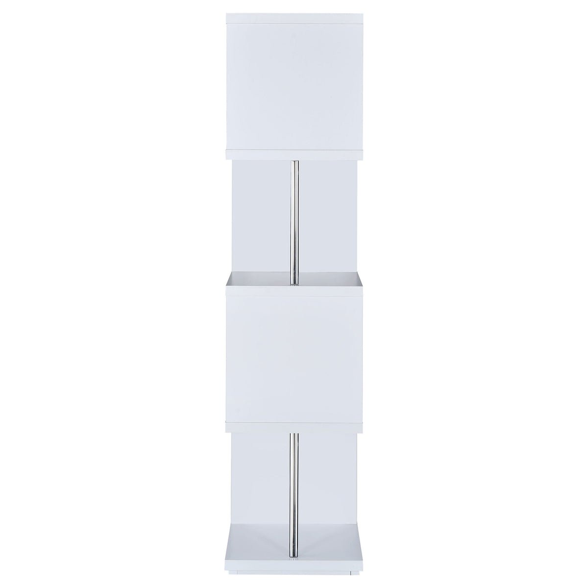 Baxter 67-inch 4-shelf Bookshelf White and Chrome