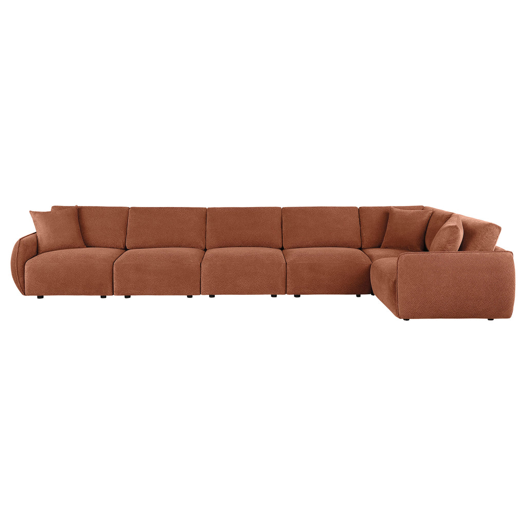 Elysia 6-piece Fabric Upholstered Modular Sectional Sofa Coral
