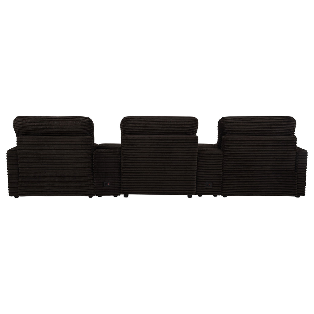 Collins 5-Piece Power Reclining Home Theater Seating Chocolate Brown