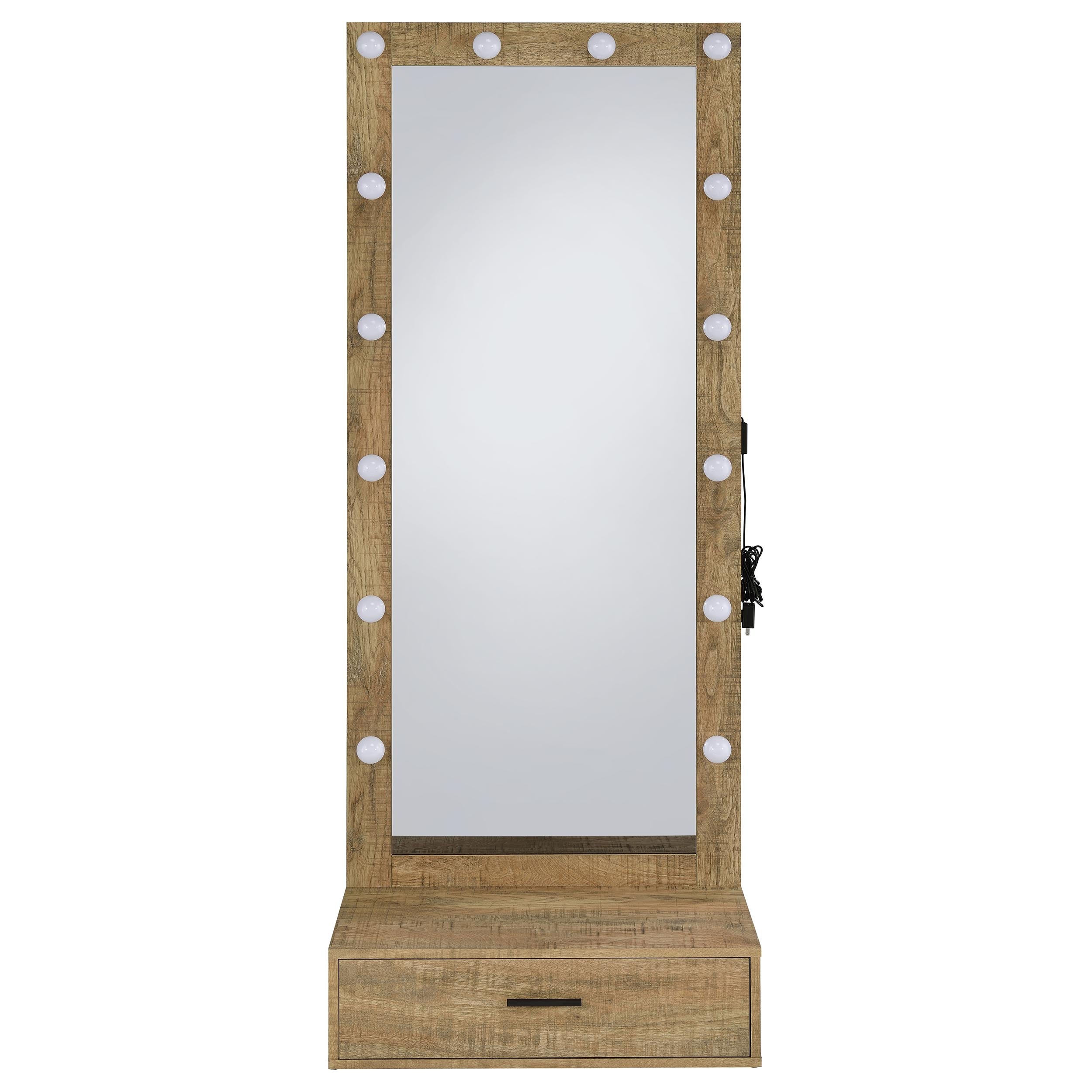 Spector 1-drawer Lighted Full-Length Floor Mirror Mango