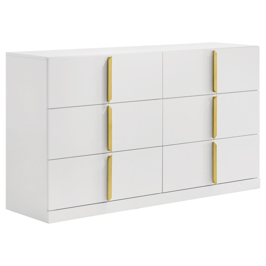 Ines 4-piece Eastern King Bedroom Set Grey and White High Gloss