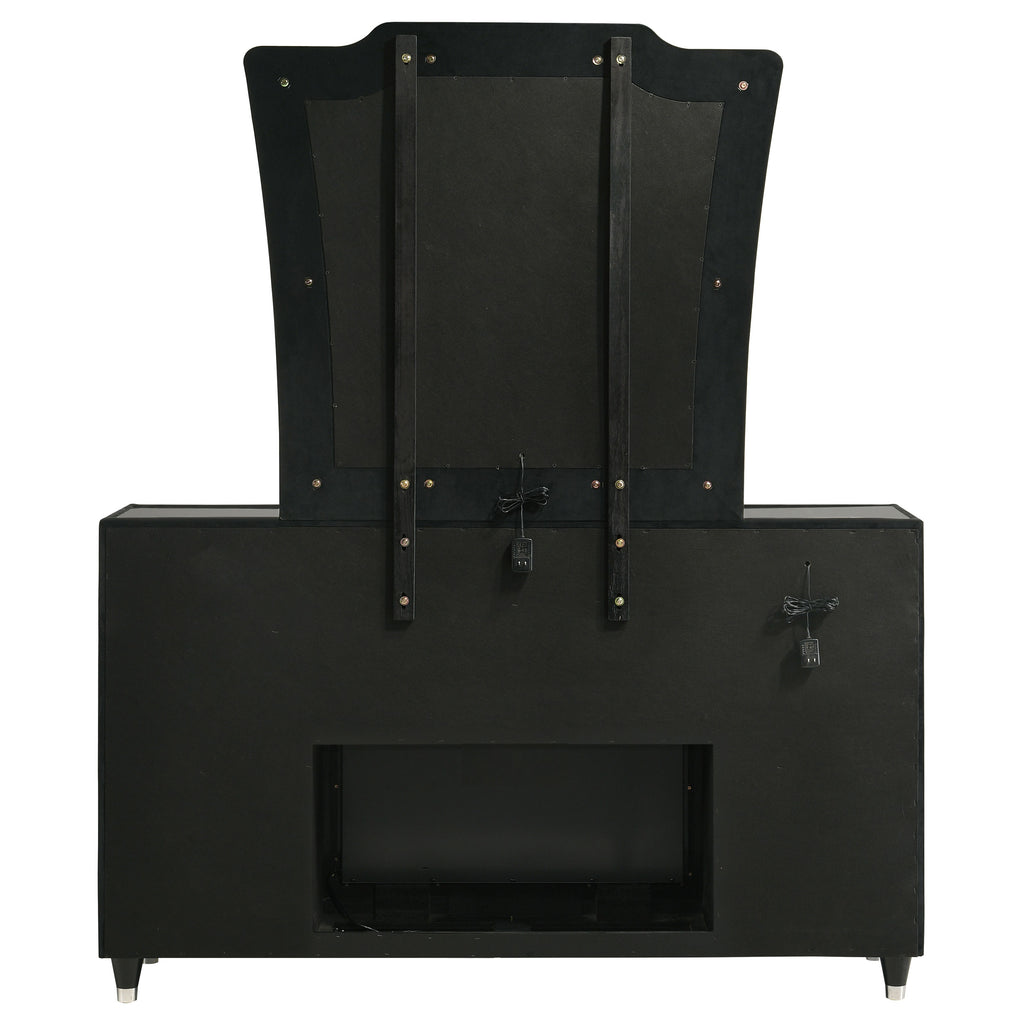 Lorient 8-drawer LED Flame Box Dresser and Mirror Black