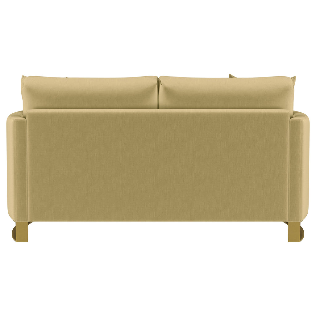 Corliss Upholstered Curved Track Arm Loveseat Camel