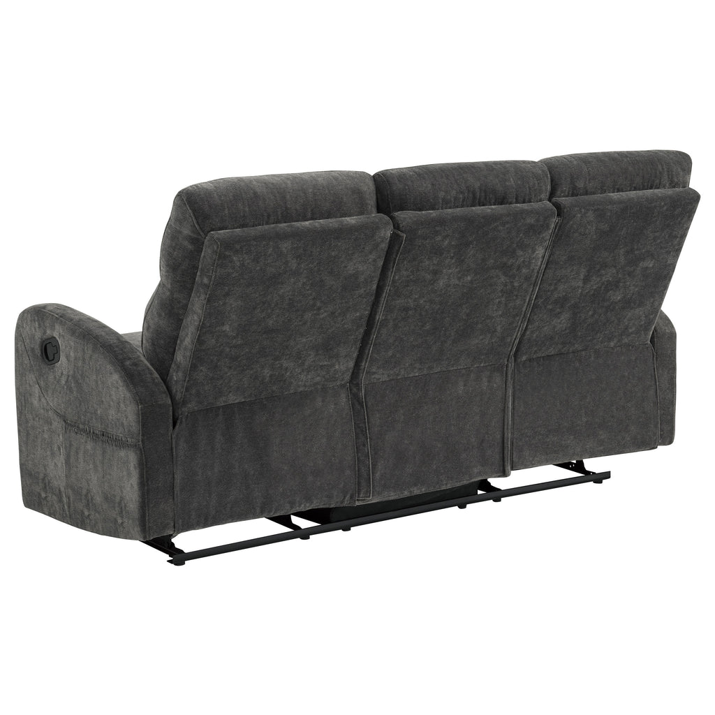 Hamilton 2-piece Chenille Manual Reclining Sofa Set Charcoal Grey