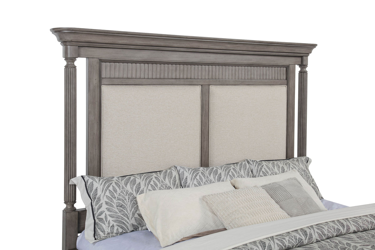 Cresswell Queen Upholstered Panel Bed Weathered Taupe