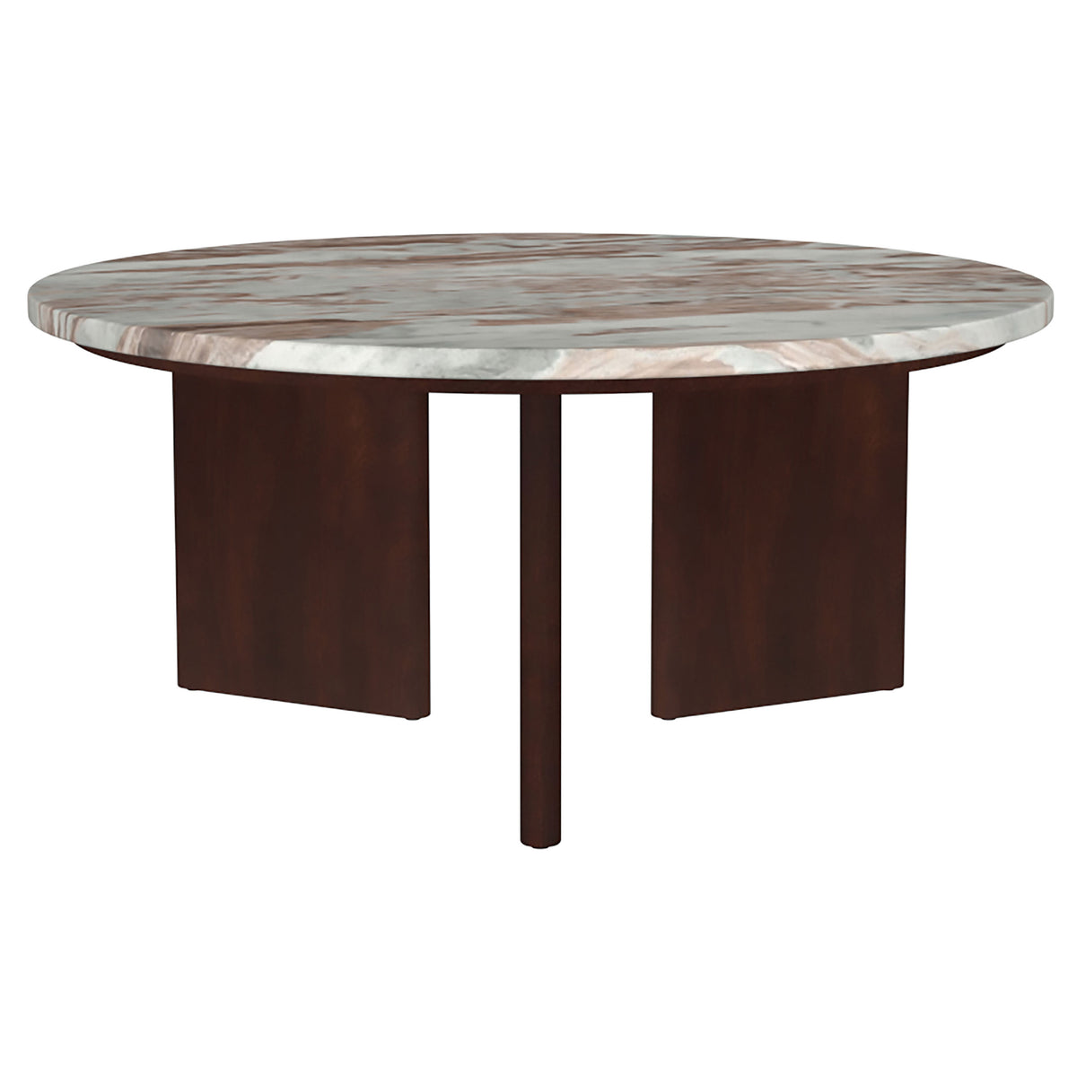 Jenna 3-piece Round Marble Top Coffee Table Set Brown