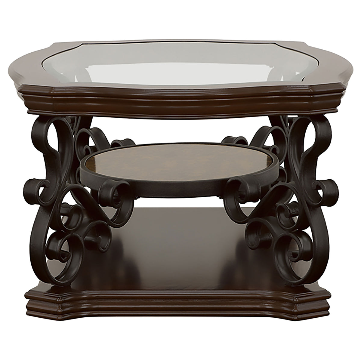 Laney 2-piece Glass Top Coffee and End Table Set Dark Merlot