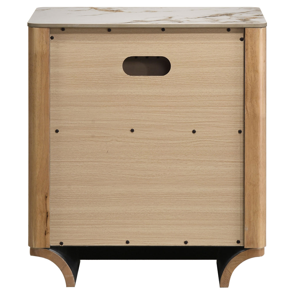 Leanne 2-drawer Sinter Stone Top Nightstand Light Oak