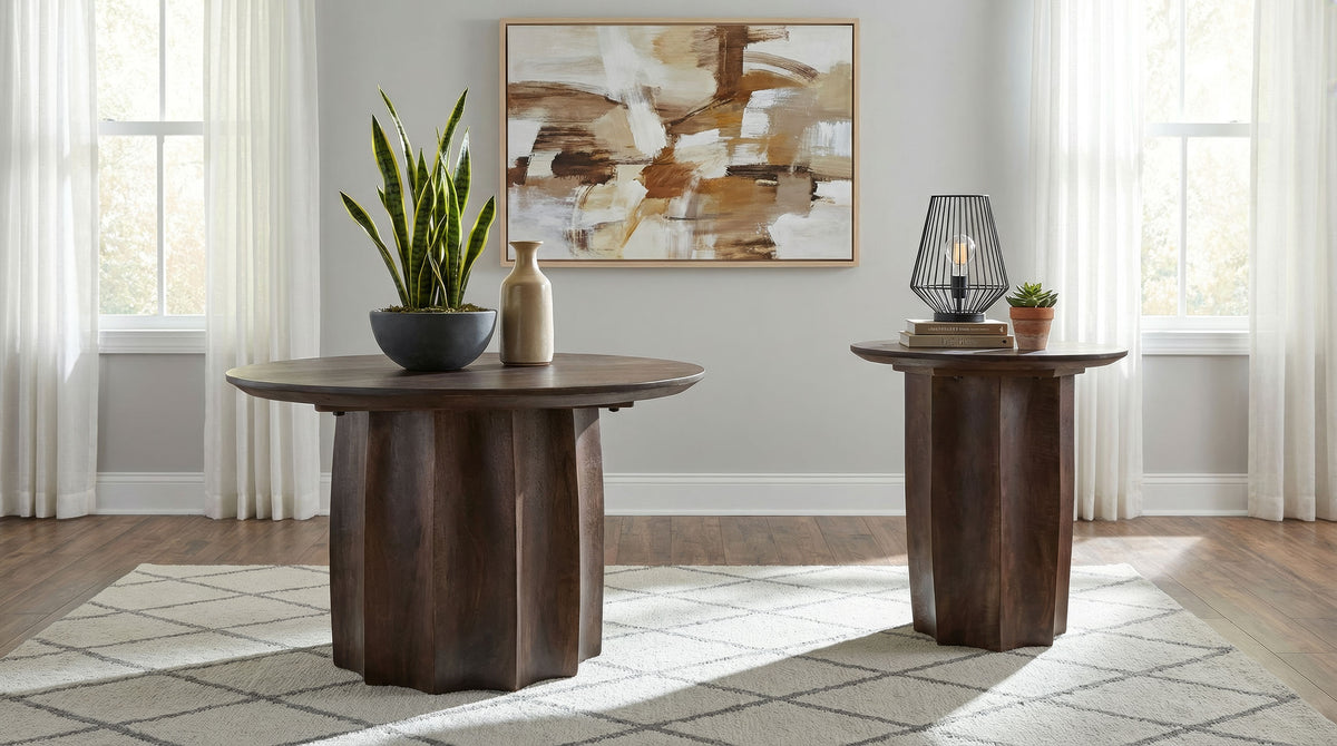 Cayenne Solid Mango Wood Cocktail Coffee Table Walnut