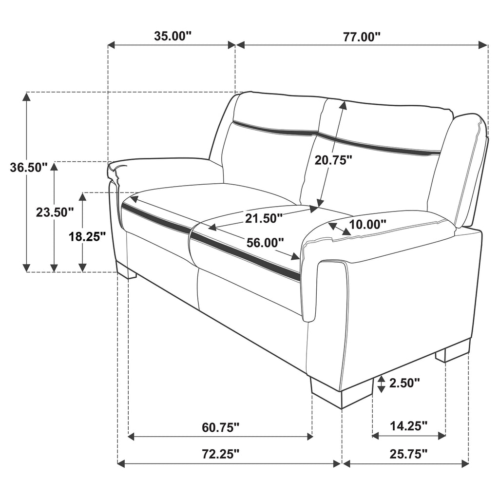 Arabella 2-piece Upholstered Padded Arm Sofa Set Grey