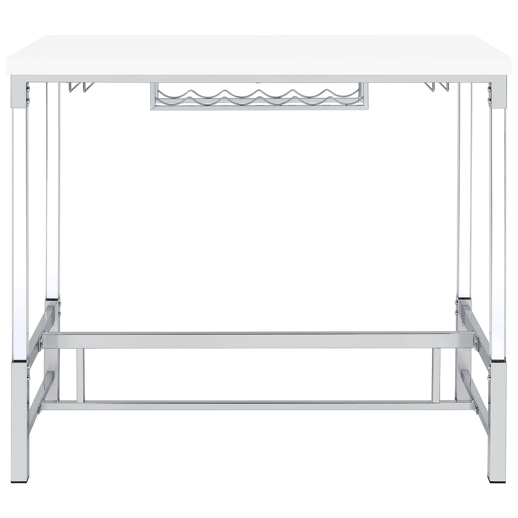 Norcrest 47-inch Acrylic Leg Bar Table White High Gloss