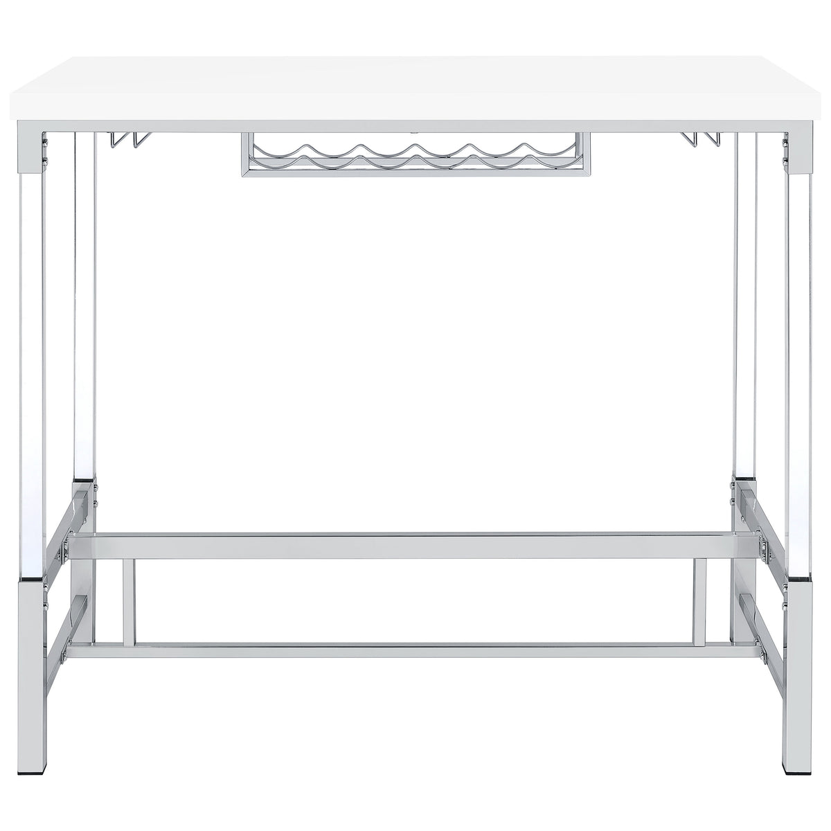Norcrest 47-inch Acrylic Leg Bar Table White High Gloss