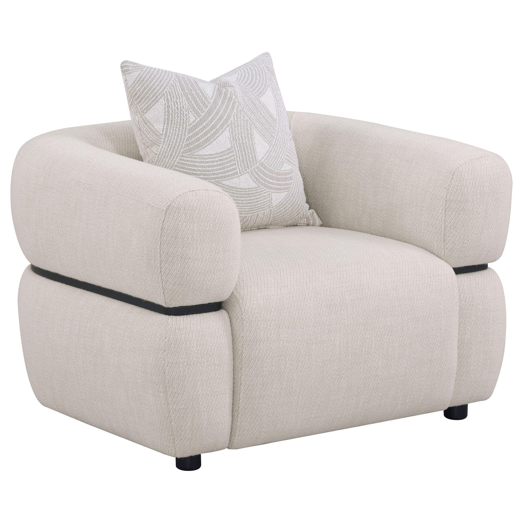 Jeanette 3-piece Fabric Upholstered Round Arm Sofa Set Beige