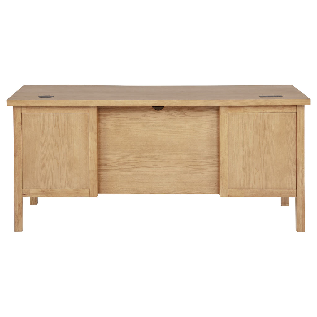 Vermes 66-inch 7-drawer Computer Desk with Power Outlet Light Ash
