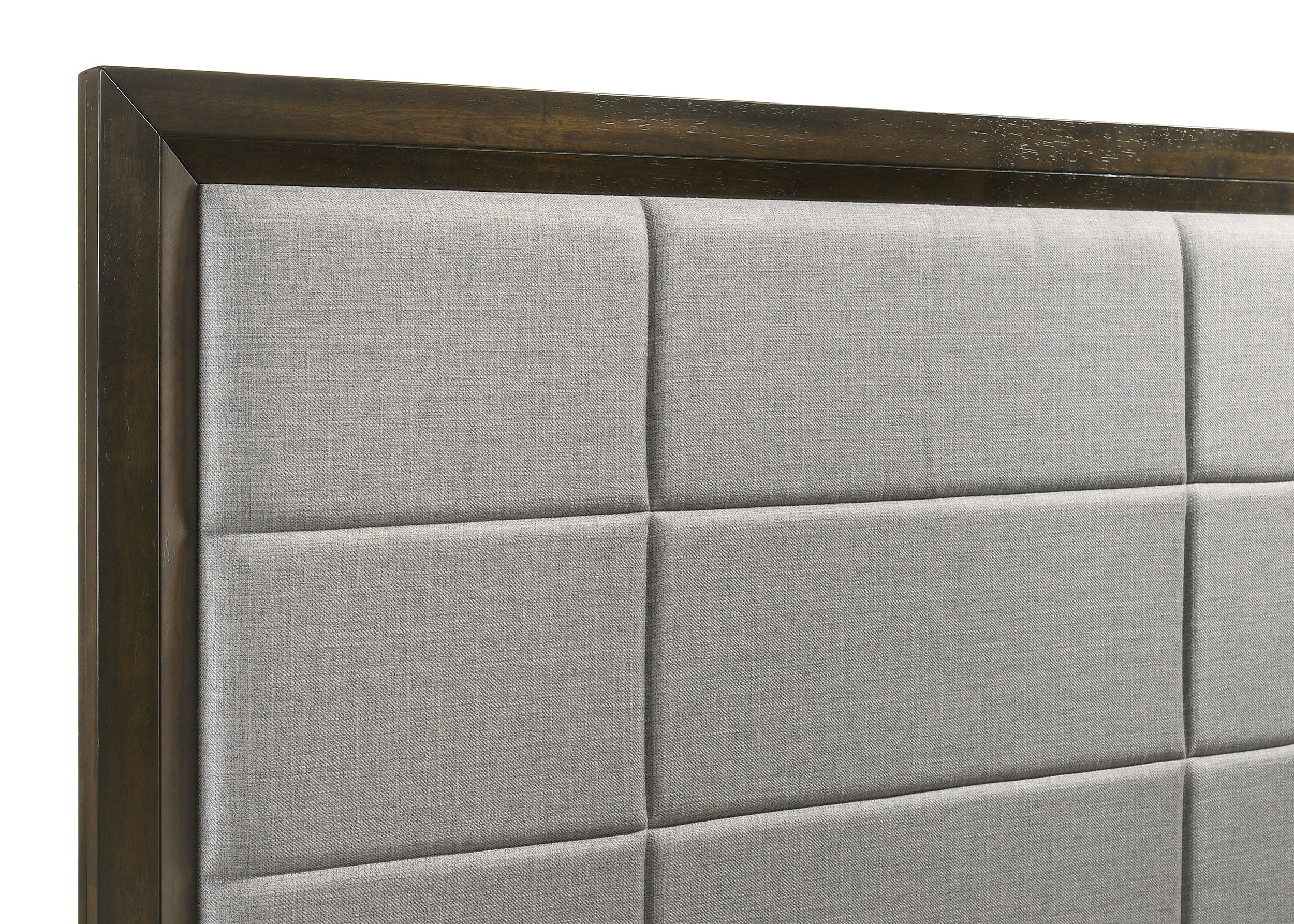 Atlas 63-inch California King Upholstered Panel Bed Grey and Dark Oak