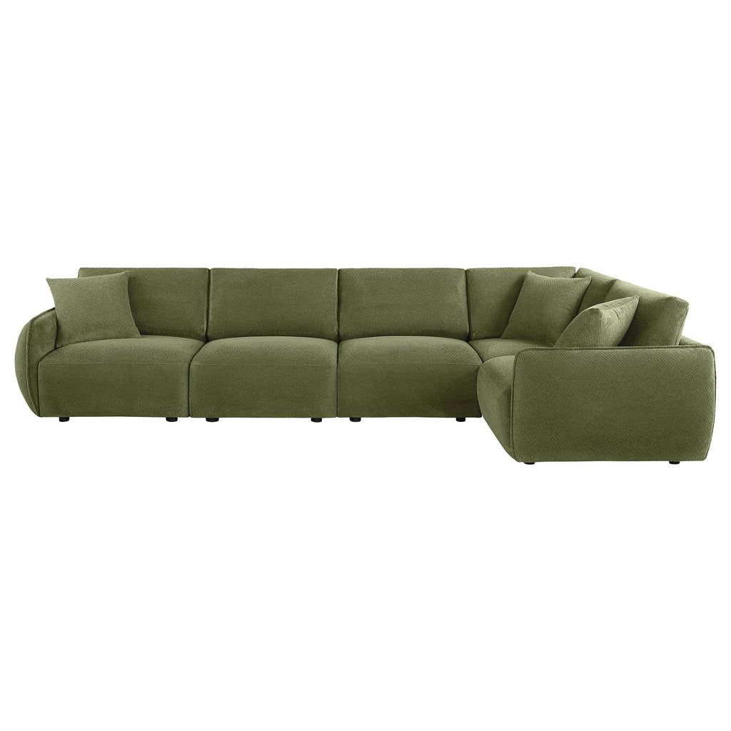 Elysia 5-piece Fabric Upholstered Modular Sectional Sofa Green