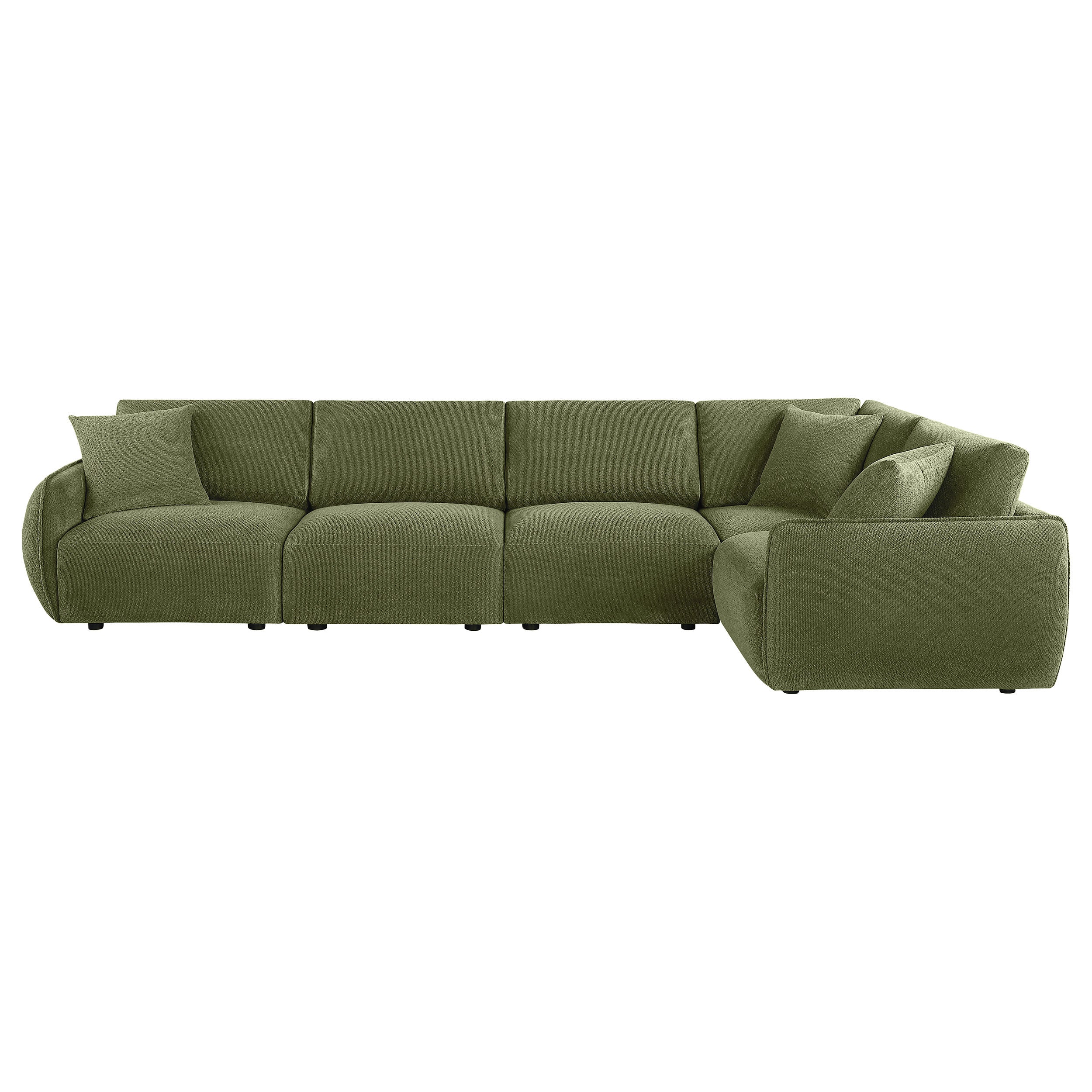 Elysia 5-piece Fabric Upholstered Modular Sectional Sofa Green