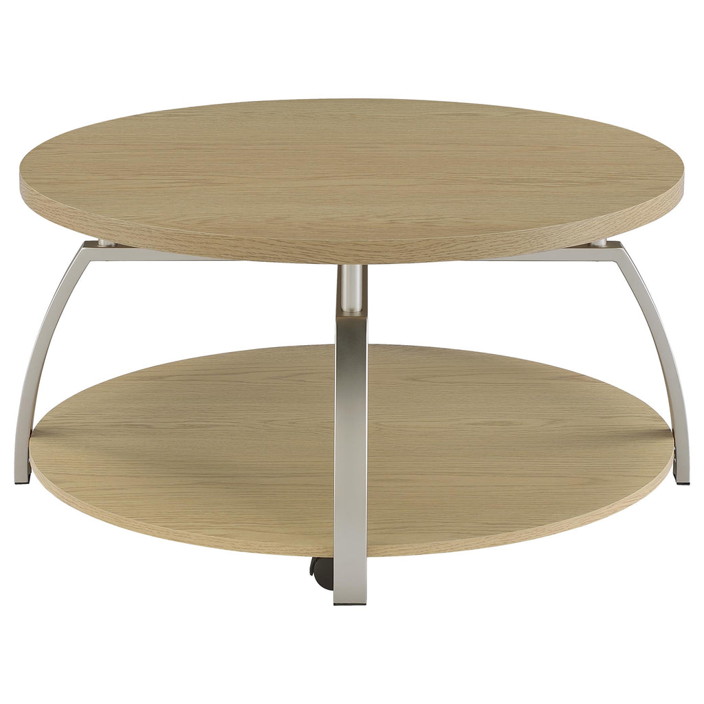 Dacre Round Engineered Wood Top Coffee Table Greige