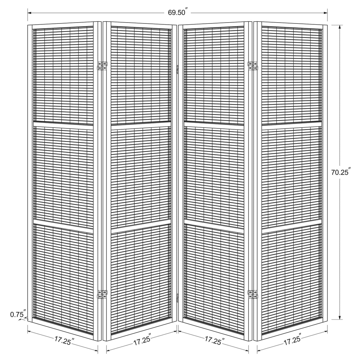 Browning 4-panel Bamboo Room Divider Folding Screen Walnut