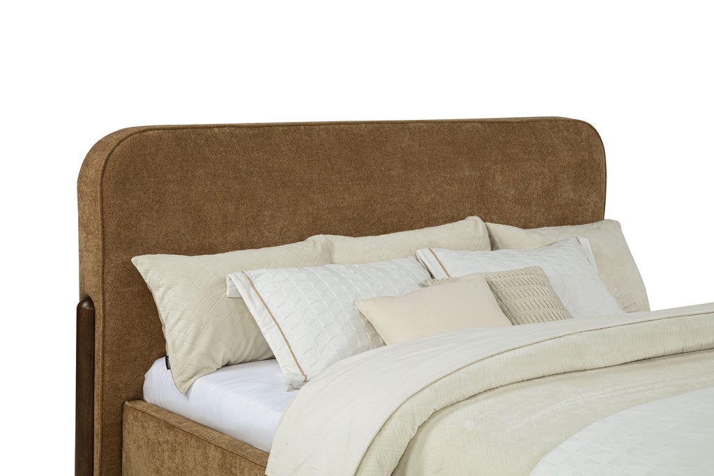 Baldacci Upholstered California King Platform Bed Curry and Walnut
