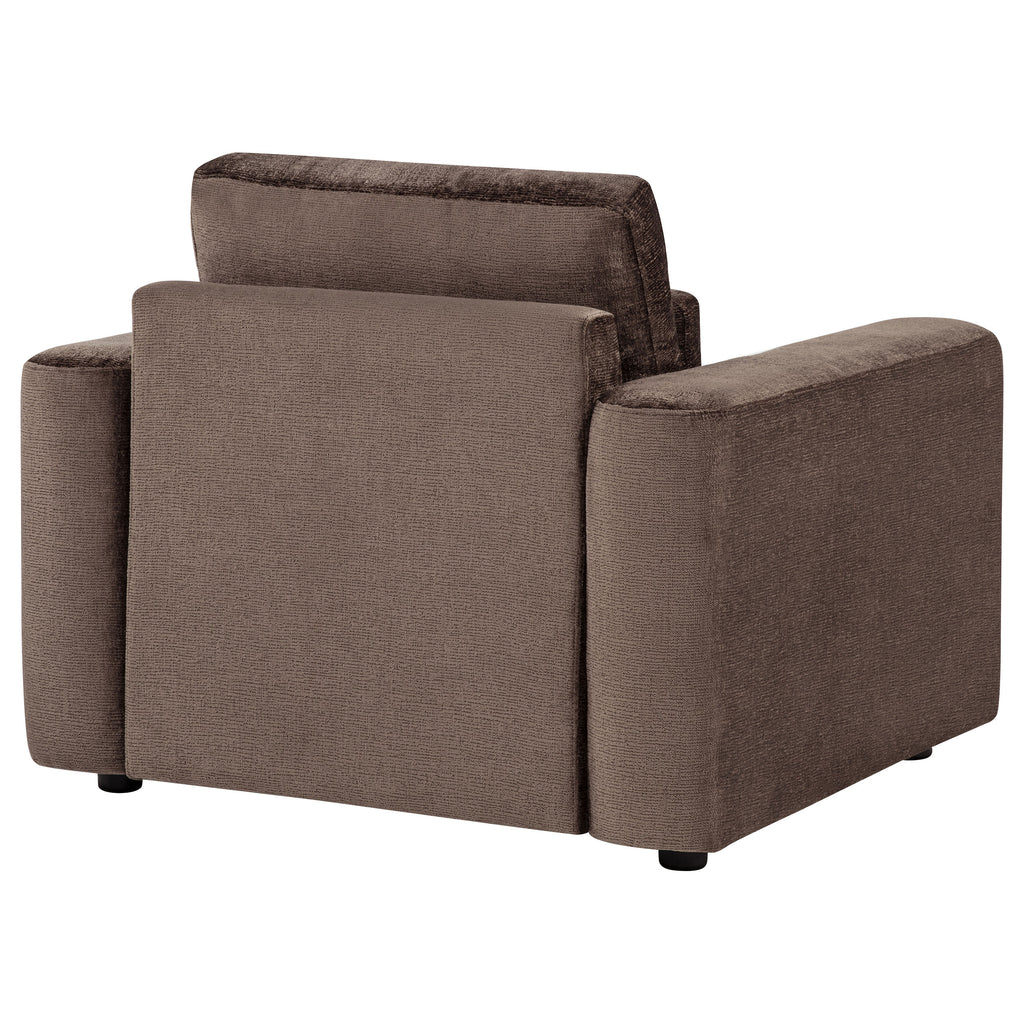 Amador Chenille Upholstered Track Arm Accent Chair Chocolate